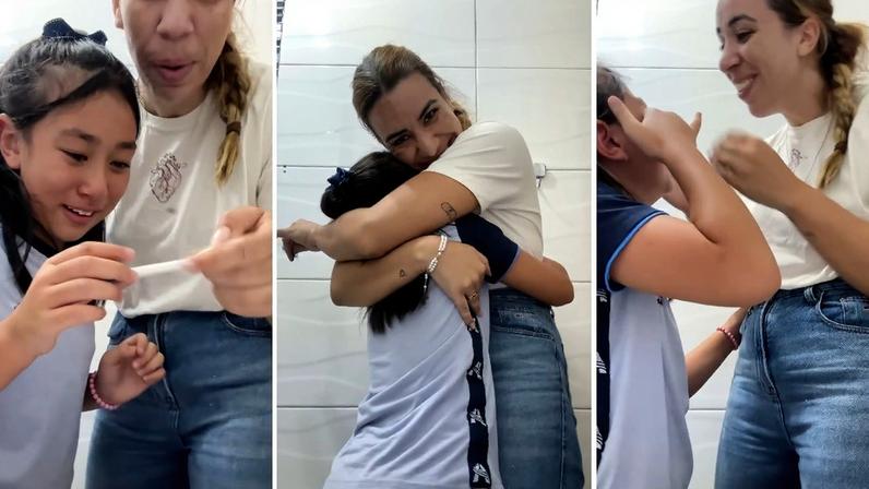 Cecília se emocionou ao saber que seria uma irmã mais velha — Foto: Reprodução/ Instagram