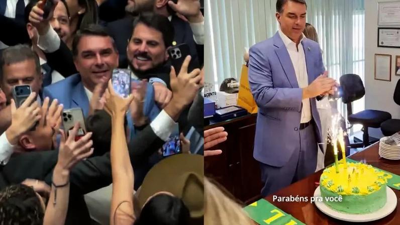 Flávio Bolsonaro comemora aniversário em festa pela derrubada do veto ao PL da Dosimetria
