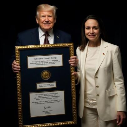 Trump diz que Corina lhe deu o Nobel por achar que ele não merecia
