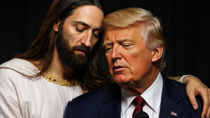 O presidente dos Estados Unidos, Donald Trump, publicou uma imagem em que aparece abraçado com Jesus Cristo, em meio à rixa com o Papa Leão XIV