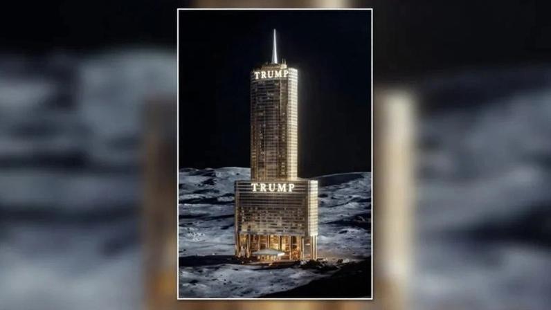 Imagem postada por Trump mostra Trump Tower na superfície lunar