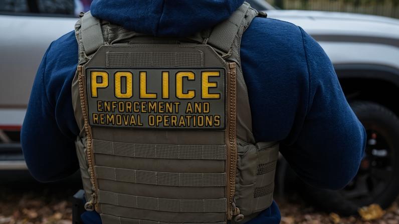 Federal law enforcement officers with Immigration and Customs Enforcement (ICE) and Enforcement and Removal Operations (ERO) conduct a traffic stop and detain people, Nov. 17, 2025, in Washington. (AP Photo/Alex Brandon, File)