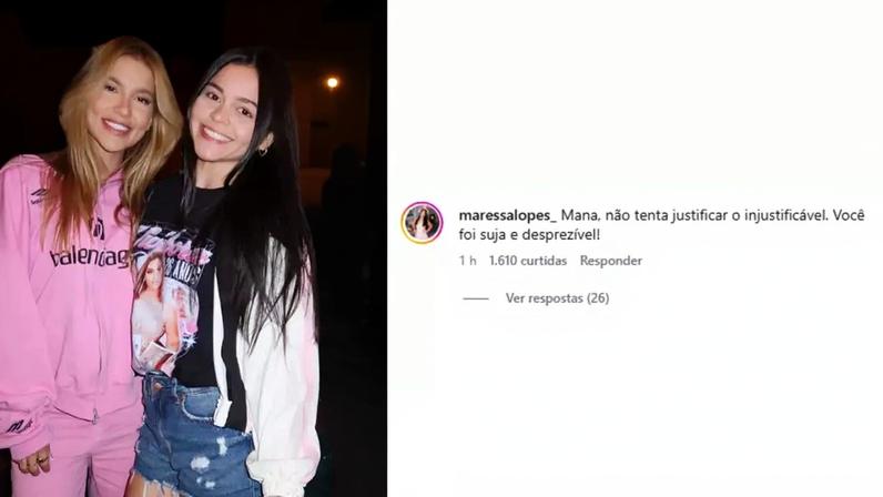 Maressa chama Piovani de 'suja' e 'desprezível' após polêmica da atriz com Virginia