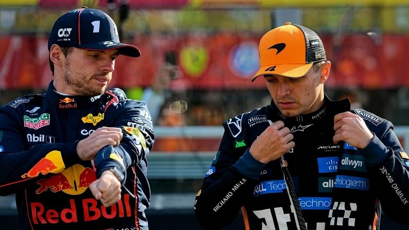 Verstappen, Norris e Piastri no GP de Abu Dhabi de 2025
