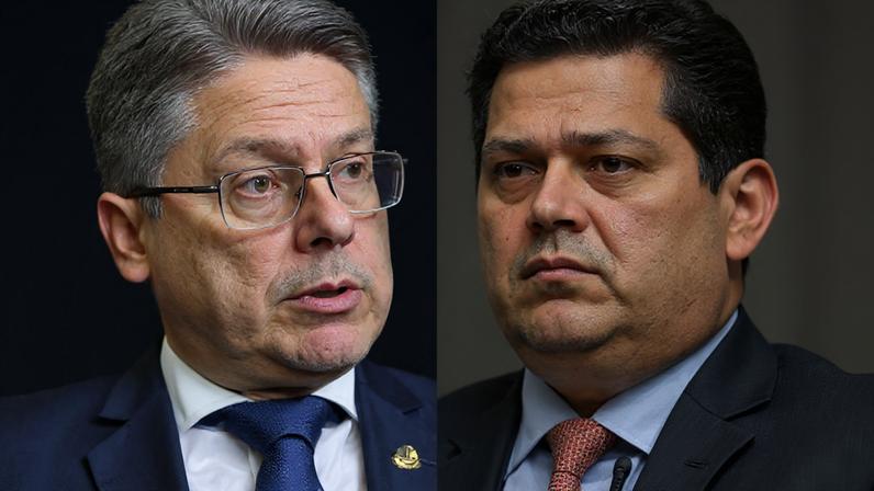 Na imagem, os senadores Alessandro Vieira e Davi Alcolumbre