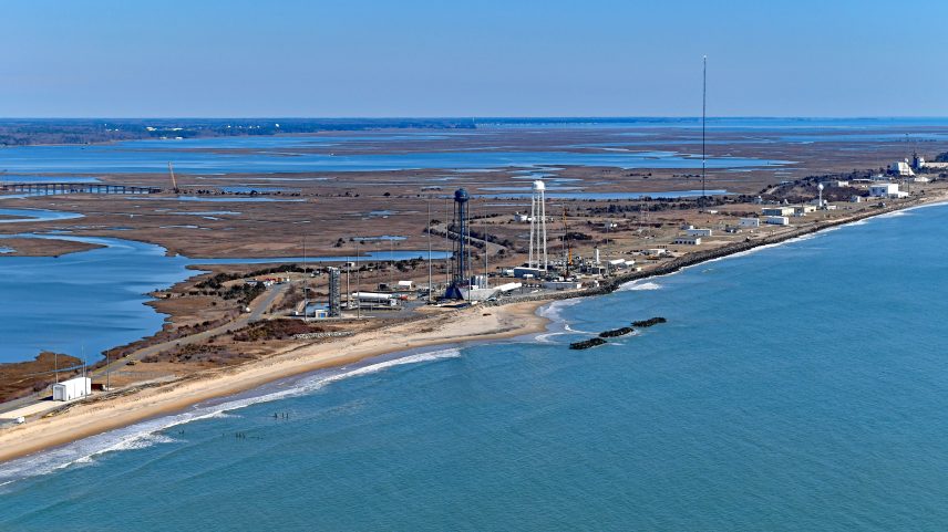 This March 2026 aerial photograph shows the coastal launch range at NASA’s Wallops Flight Facility on Virginia’s Eastern Shore. Wallops is the agency’s only owned-and-operated launch range.