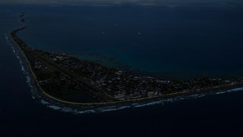 Vista aérea de Tuvalu, país da Oceania. — Foto: Reprodução/TripTalks