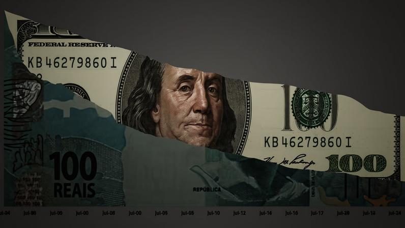 GRáfico comparativo entre a perda do poder de compra com o dólar e com o real — Foto: Divulgação/Santander