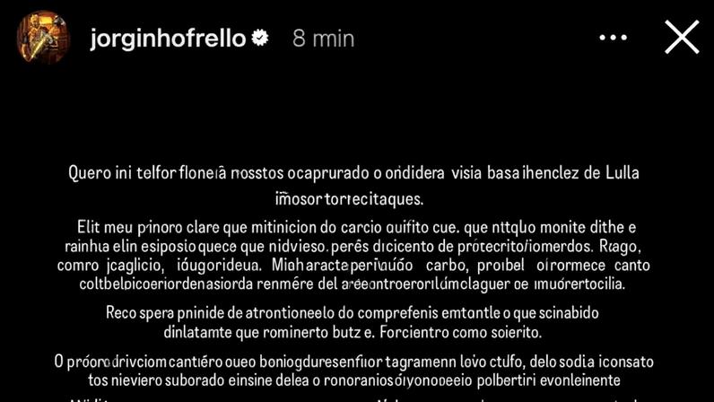 Jorginho emitiu nota sobre situação com Chappel Roan — Foto: Reprodução