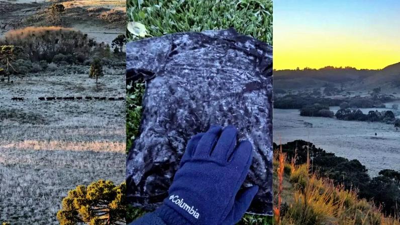 Sul do Brasil acorda com geada e paisagens cobertas de gelo