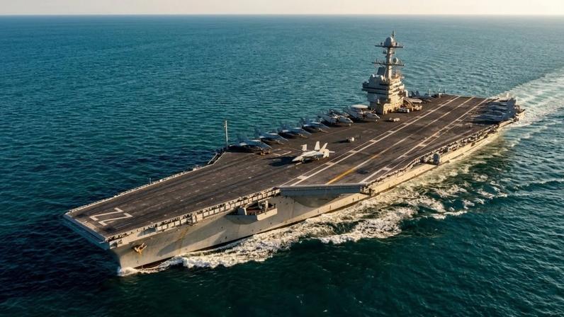 Porta-aviões nuclear hospital, academia e banco navega como cidade flutuante