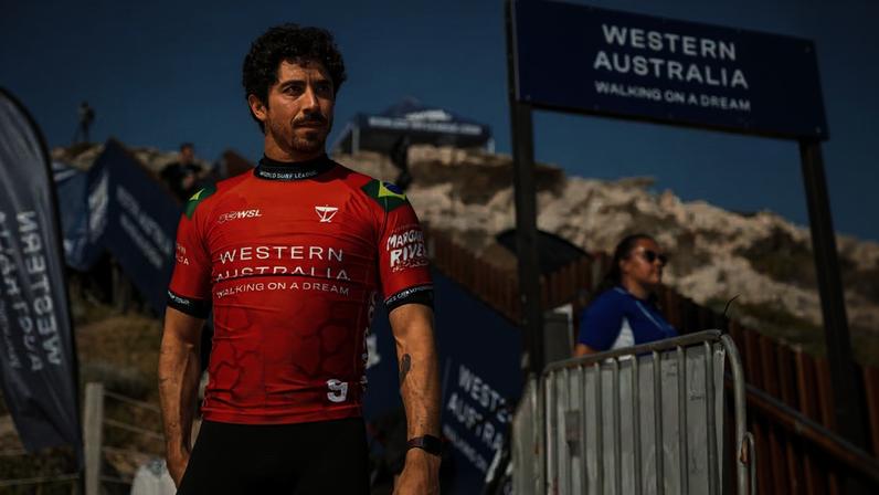 Yago Dora após a estreia polêmica em Margaret River — Foto: Beatriz Ryder/WSL
