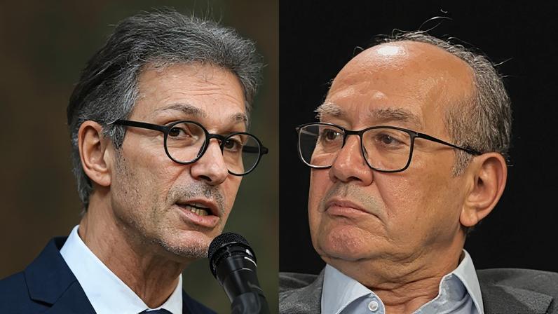 Na imagem, o ex-governador de Minas Gerais Romeu Zema e o ministro do STF Gilmar Mendes