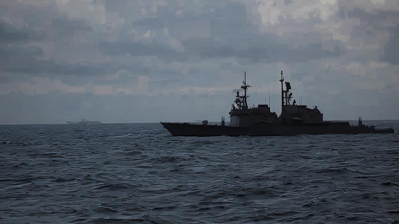Embarcações militares chinesas fazem exercício militar em águas próximas de Taiwan. 01/04/2025 - (Ministério da Defesa de Taiwan/AFP)
