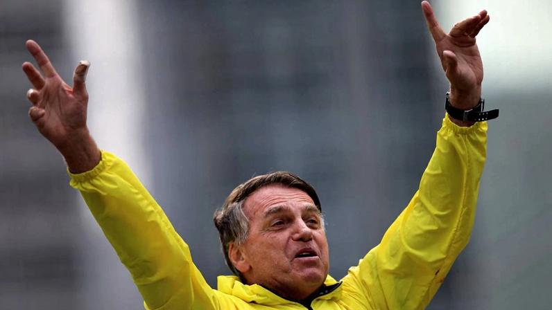 O ex-presidente Jair Bolsonaro durante ato para apoiadores na Avenida Paulista, em São Paulo (Miguel Schincariol/AFP)