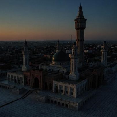 Complexo islâmico de 1963 com minarete de 87 m, marco sagrado do Senegal