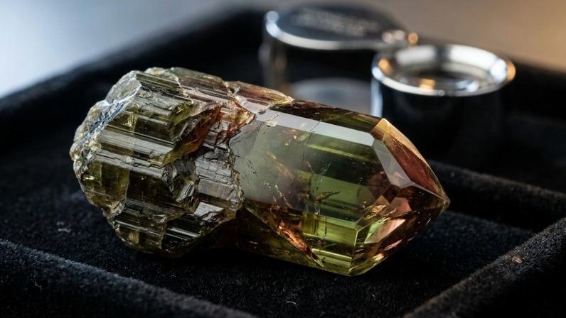 Mineral raro de borossilicato que apresenta forte pleocroísmo e coloração verde-escura – Créditos: depositphotos.com / Imfoto