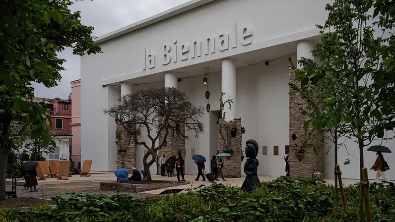 The central pavilion of the Giardini on Tuesday, first day of previews for the 61st Venice Biennale. The exhibition, “In Minor Keys,” was initiated by Koyo Kouoh and overseen by her team after her death last year.