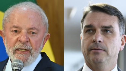 O presidente Luiz Inácio Lula da Silva (PT) e o senador Flávio Bolsonaro (PL)