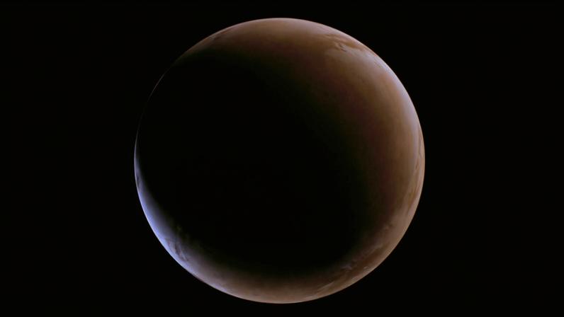 This view of a crescent Mars was captured on May 15, 2026, at about 5:03 a.m. PDT by NASA’s Psyche mission as it approached the planet for a gravity assist. The image has been processed into a natural-color view using red, green, and blue data from the multispectral imager instrument.