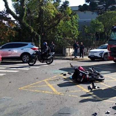 Motociclista fica gravemente ferido após acidente com carro em Bento Gonçalves