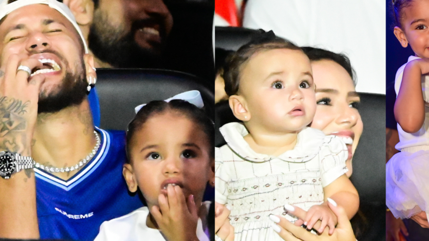 Papai do ano? Neymar fecha circo inteiro para curtir noite com Bruna Biancardi e as filhas, Mavie e Mel - com direito a subida ao palco e tudo!
