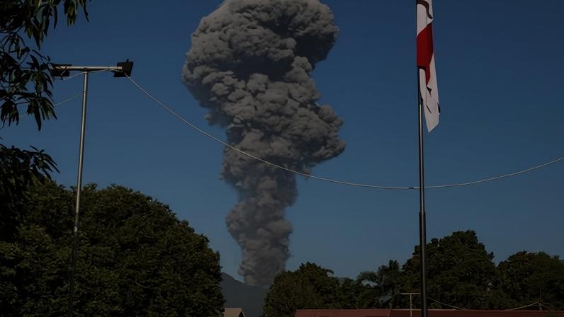 Smoke after the eruption of Mount Dukono in Indonesia