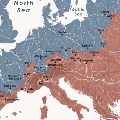 Mapa revela fronteira invisível que divide a Europa pelas bacias hidrográficas