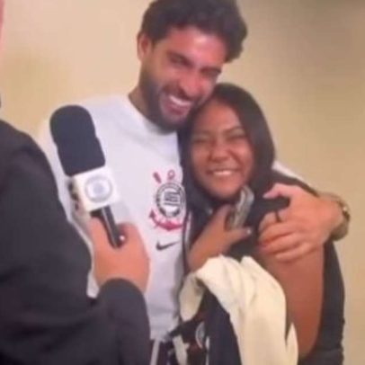 Chaiany realiza sonho de encontrar Yuri Alberto e brinca sorte ao Corinthians