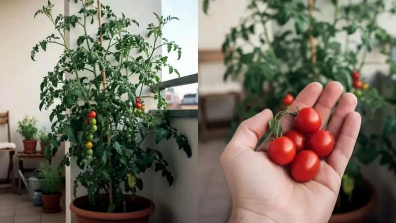 O tomate-cereja em vaso cresce bem com sol e rega certa
