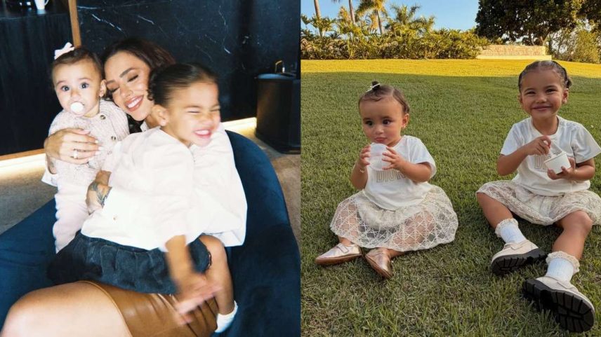 Filhas de Bruna Biancardi e Neymar chamam atenção ao surgirem com looks iguais de grife de luxo
