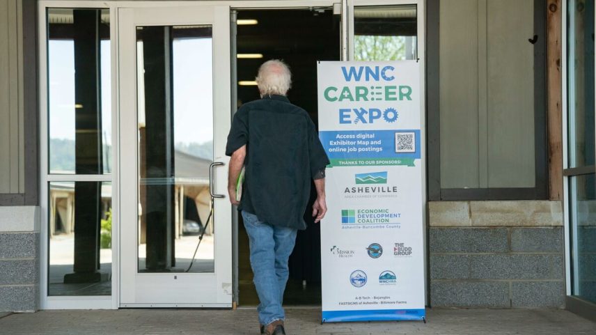 A jobseeker arrives for the WNC Career Expo job fair in Fletcher, North Carolina, US, on Thursday, April 16, 2026.