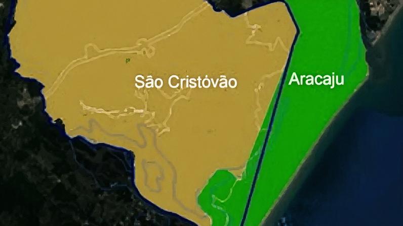 Mapa mostra qual parte de Sergipe pode ser incorporada à cidade vizinha.