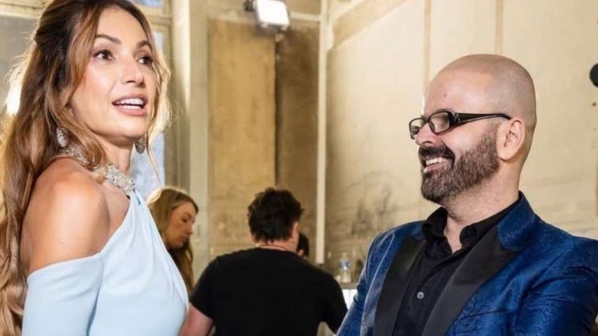 Patrícia Poeta e Marcello Costa na última edição da Alta Costura de Paris (Foto Joy Strotz/Divulgação)