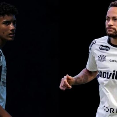Neymar marca e abraça Robinho Jr., amenizando clima após polêmica no Santos