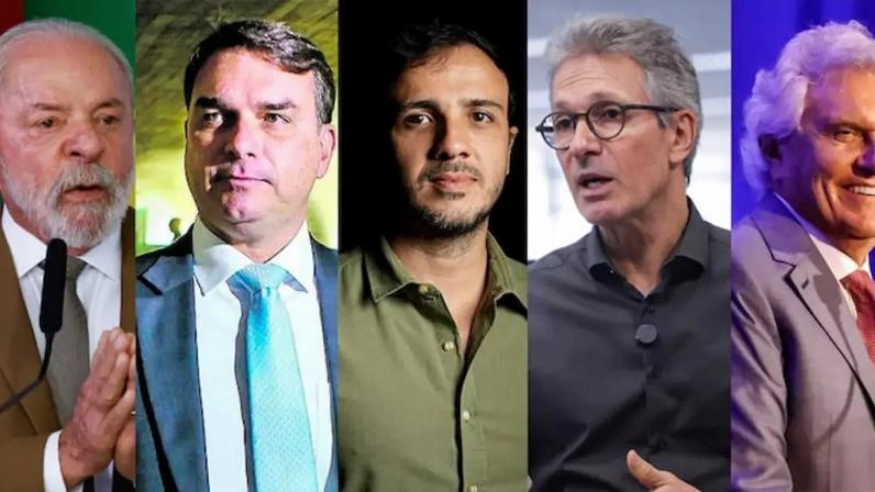 Lula, Flávio, Renan Santos (Missão), Zema e Caiado, pré-candidatos à Presidência da República