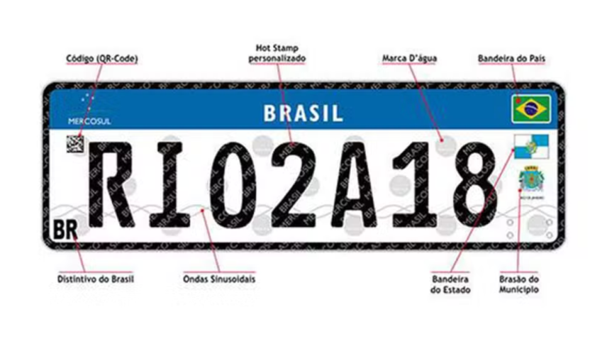Placa padrão Mercosul
