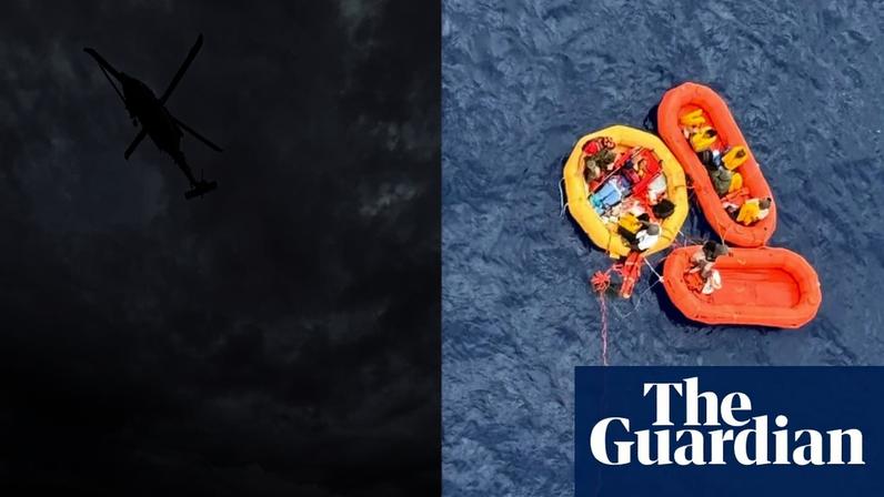 A US air force members conduct rescue operations for survivors of a downed civilian aircraft off the coast of Melbourne, Florida, on Tuesday.
