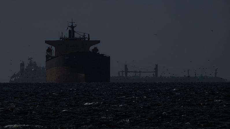 Cargo ships in the Gulf near the strait of Hormuz in March.