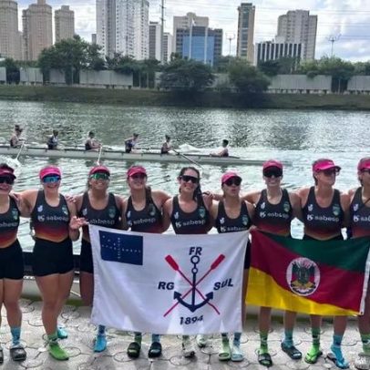 Seleção gaúcha de Remo feminino sobe ao pódio em São Paulo