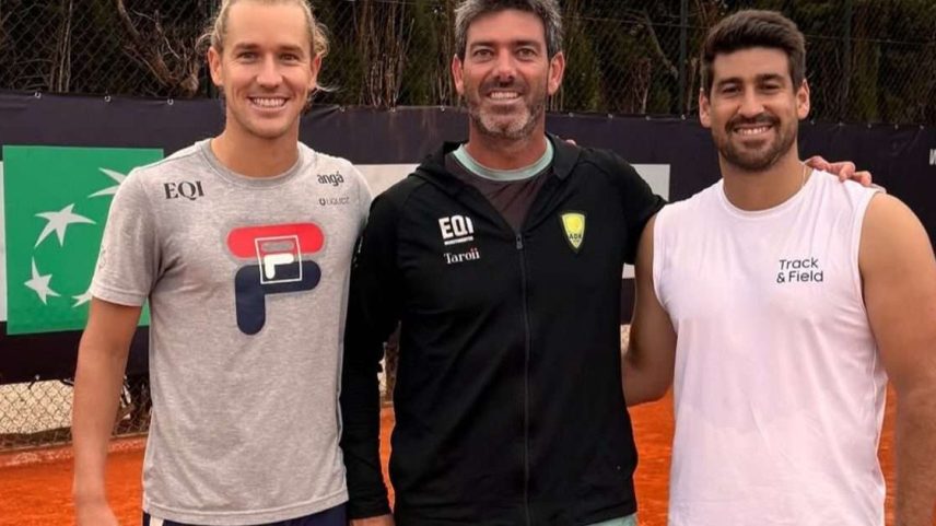 Rafael Matos e Orlando Luz com técnico Franco Ferreiro em Roma