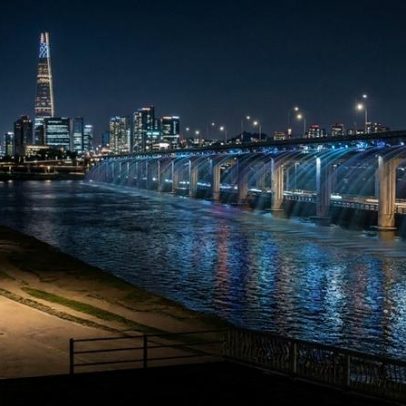 Estrutura de 1.140 m com 10 mil LEDs cria maior fonte de água em pontes