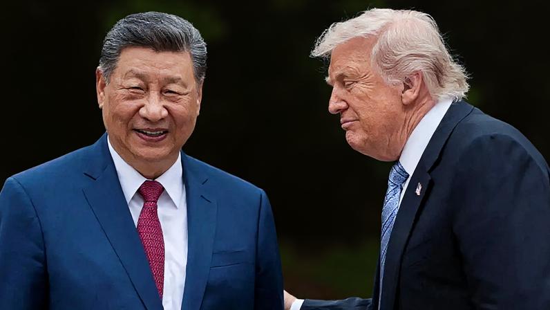 O presidente chinês, Xi Jinping, ao lado do presidente americano, Donald Trump, durante cúpula bilateral China-EUA, realizada em Pequim, em 14 e 15 de maio.
