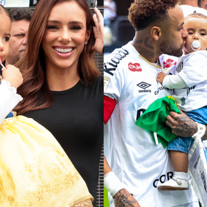 Filhas de Neymar aparecem em jogo do Santos com camisa 'papai'