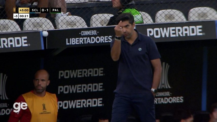 Abel Ferreira em comemoração do gol do Palmeiras — Foto: Reprodução