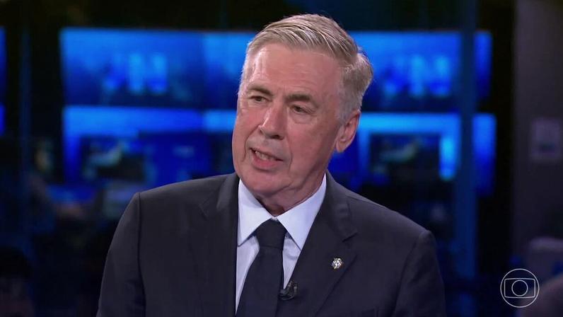 Ancelotti fala sobre definição da lista e viver no Brasil no Jornal Nacional