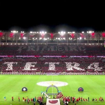 Flamengo exibe mosaico de provocação ao Palmeiras após conquistar primeiro tetra