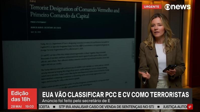 Comunicado do governo americano afirma que facções serão designadas como “terroristas globais especialmente designados”