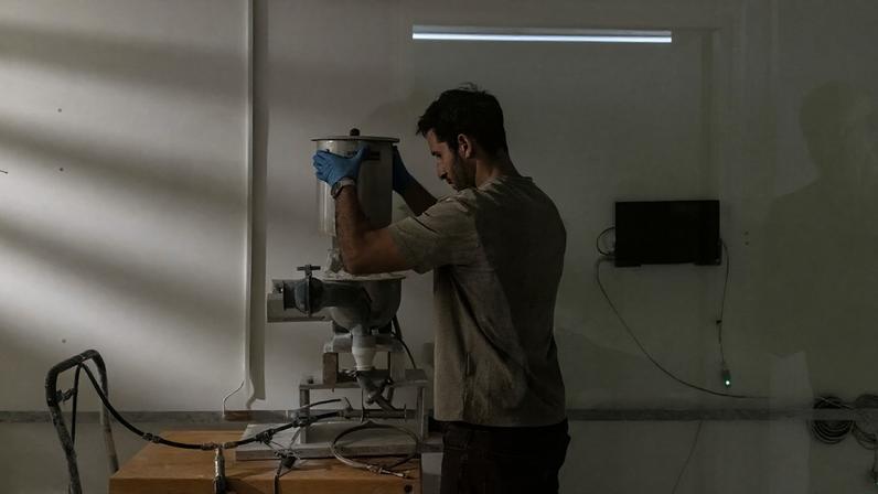 An enclosed test chamber at Stardust Solutions, an Israeli tech company that says can help cool the planet by reflecting sunlight away from the Earth.