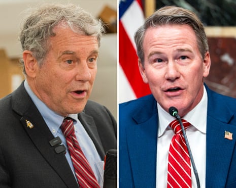 Democrat Sherrod Brown is trying to unseat Republican Jon Husted, the incumbent senator.